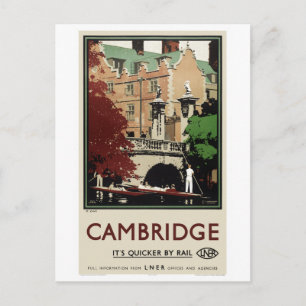 Postal Cartel de viaje vintage restaurado de Cambridge, I