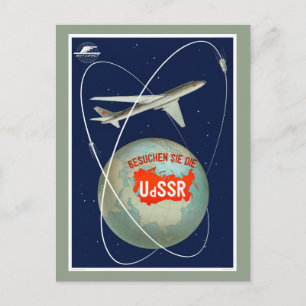Postal Cartel de viaje vintage restaurado de la Unión Sov
