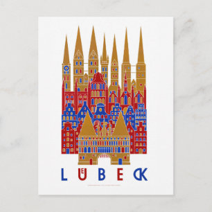Postal Cartel de viaje vintage restaurado de Lübeck Alema