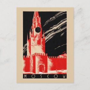 Postal Cartel de viaje vintage restaurado de Moscú Rusia