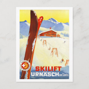 Postal Cartel de viaje vintage restaurado de Suiza