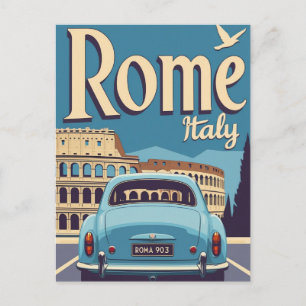 Postal Cartel de viaje vintage Roma Italia Coliseo