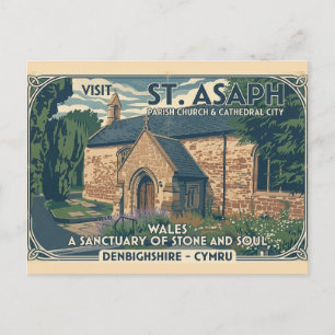 Postal Cartel de viaje vintage St Asaph Gales - Gales