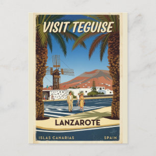 Postal Cartel de viaje vintage Teguise Lanzarote España