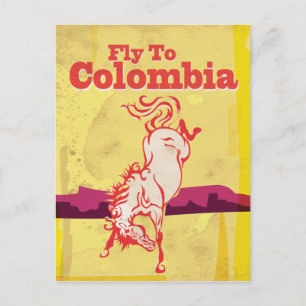 Postal Cartel de viaje vintage Vuela a Colombia