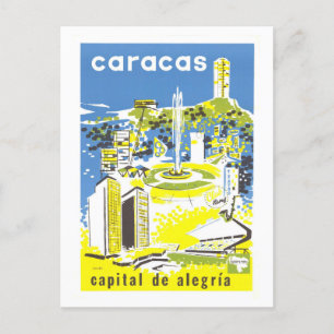 Postal Cartel de Viajes de Caracas, Venezuela