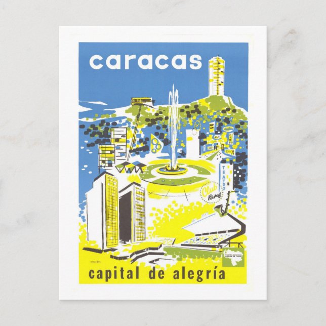 Postal Cartel de Viajes de Caracas, Venezuela (Anverso)