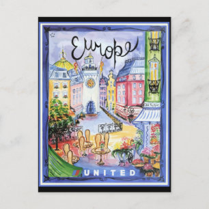 Postal Cartel de Viajes de la Vieja Europa,