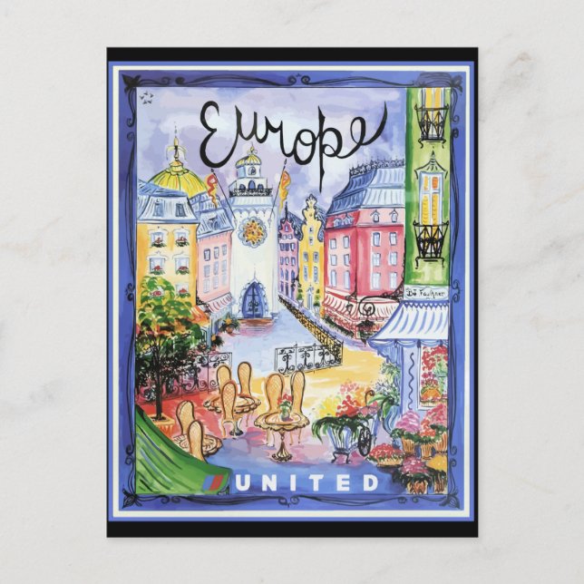 Postal Cartel de Viajes de la Vieja Europa, (Anverso)