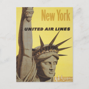 Postal Cartel De Viajes Para Nueva York, United Air Lines