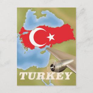 Postal Cartel de vuelo vintage de Turquía