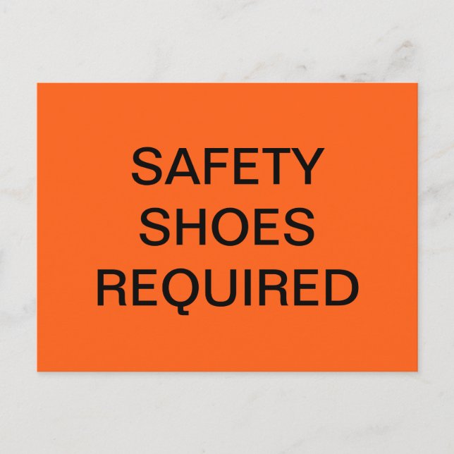 POSTAL CARTEL DE ZAPATOS DE SEGURIDAD NARANJA DE SEGURIDA (Anverso)