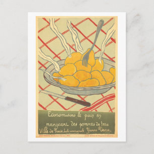 Postal Cartel francés antiguo "Ahorre pan comiendo patata