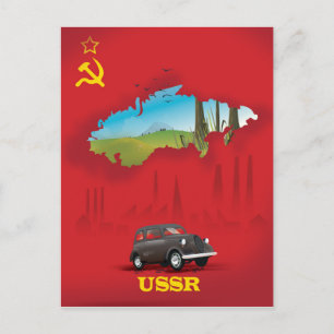 Postal Cartel ilustrado del mapa de la URSS