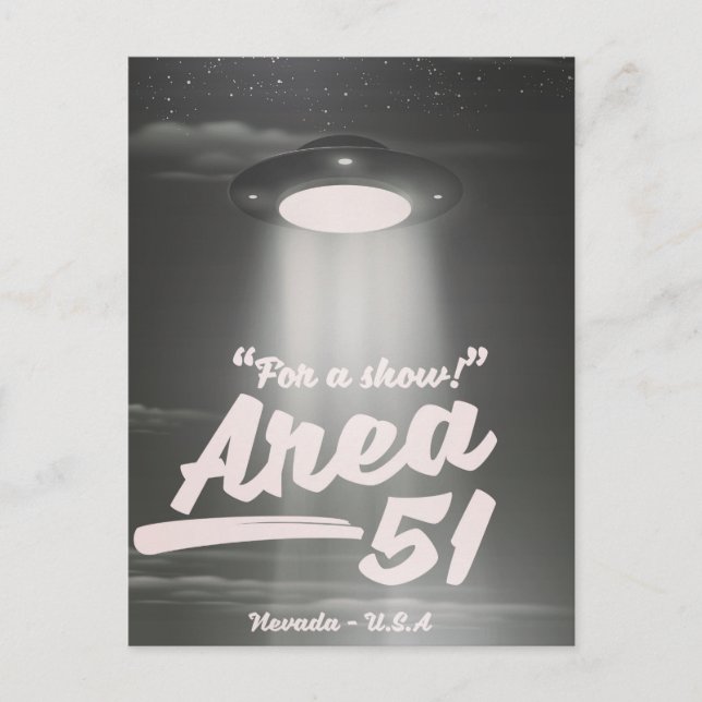 Postal Cartel mono de Área 51 "Para un espectáculo" (Anverso)