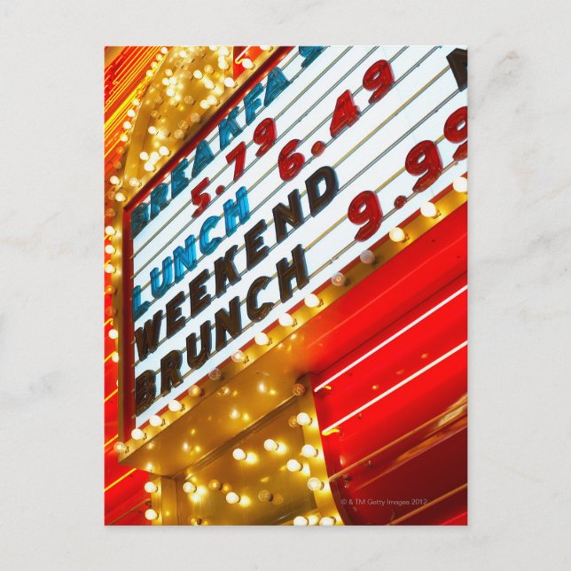 Postal Cartel promocional neón en el casino, Las Vegas (Anverso)