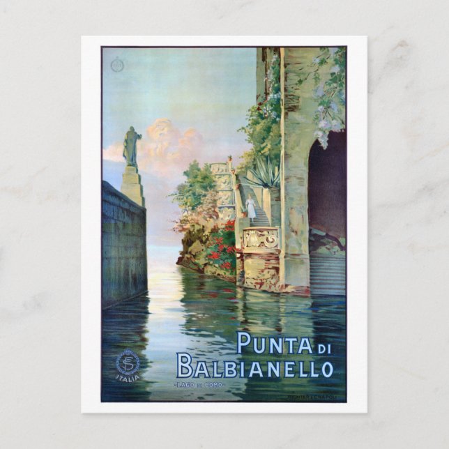 Postal Cartel restaurado de época de Punta di Balbianello (Anverso)