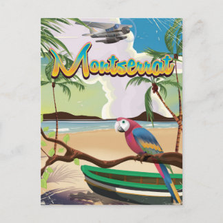 Postal Cartel retro de viaje a la isla de Montserrat