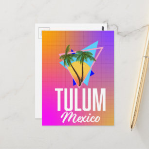 Postal Cartel retro de viaje a Tulum México.