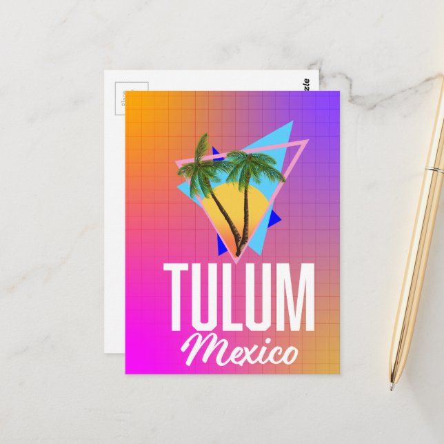 Postal Cartel retro de viaje a Tulum México. (Anverso/Reverso In Situ)