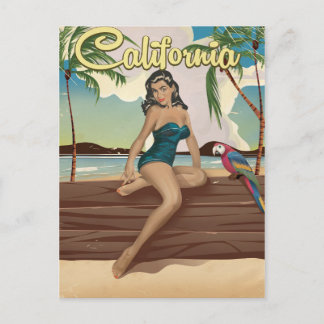 Postal Cartel retro de viaje del modelo de California
