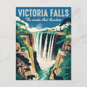 Postal Cartel Retro de Viajes a Victoria Falls Zimbabwe