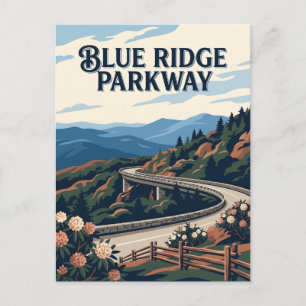 Postal Cartel retro vintage de Blue Ridge Parkway VA NC