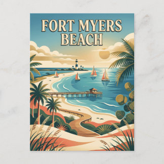 Postal Cartel vintage de Fort Myers Beach Florida Costa d