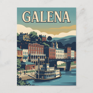 Postal Cartel vintage de Galena Illinois Pueblo Histórico