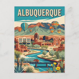 Postal Cartel vintage de globo de Albuquerque Nuevo Méxic