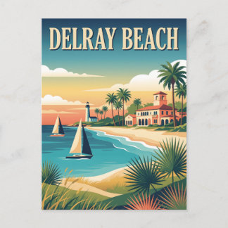 Postal Cartel vintage de la costa de Delray Beach Florida
