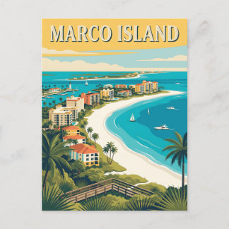Postal Cartel vintage de la isla Marco Florida Costa del