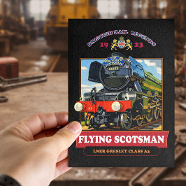 Postal Cartel vintage de la locomotora de vapor Flying Sc