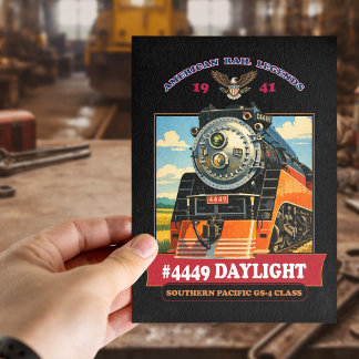 Postal Cartel vintage de la locomotora de vapor SP GS-4 e