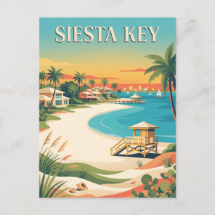 Postal Cartel vintage de la playa de Siesta Key Florida