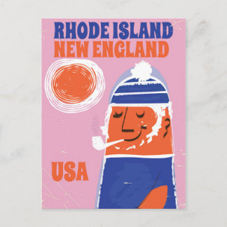 Postal cartel vintage de Rhode Island, pescador de Nueva 
