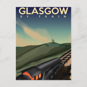 Postal Cartel vintage de tren de Glasgow