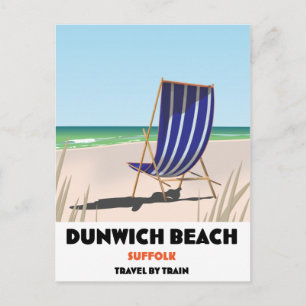 Postal Cartel vintage de tren de la playa de Dunwch Suffo