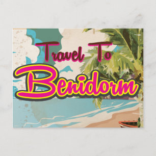 Postal Cartel vintage de vacaciones de Benidorm, España