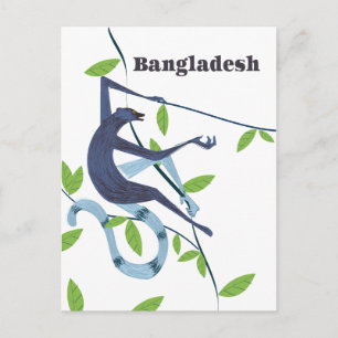 Postal Cartel vintage de vacaciones del mono de Banglades