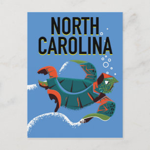 Postal Cartel vintage de viaje a Carolina del Norte.