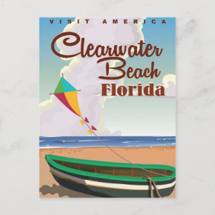 Postal Cartel vintage de viaje a Clearwater Beach, Florid