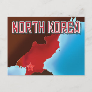 Postal Cartel vintage de viaje a Corea del Norte.