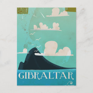 Postal Cartel vintage de viaje a Gibraltar