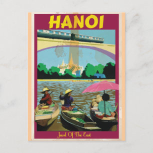 Postal Cartel vintage de viaje a Hanoi