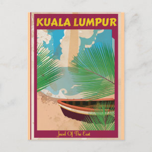 Postal Cartel vintage de viaje a Kuala Lumpur