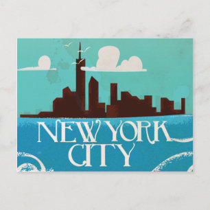 Postal Cartel vintage de viaje a la ciudad de Nueva York