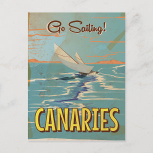 Postal Cartel vintage de viaje a las Islas Canarias