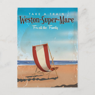Postal Cartel vintage de viaje a Weston Super Mare.