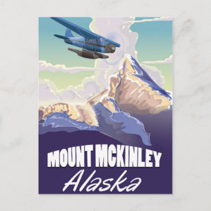 Postal Cartel vintage de viaje al Monte McKinley